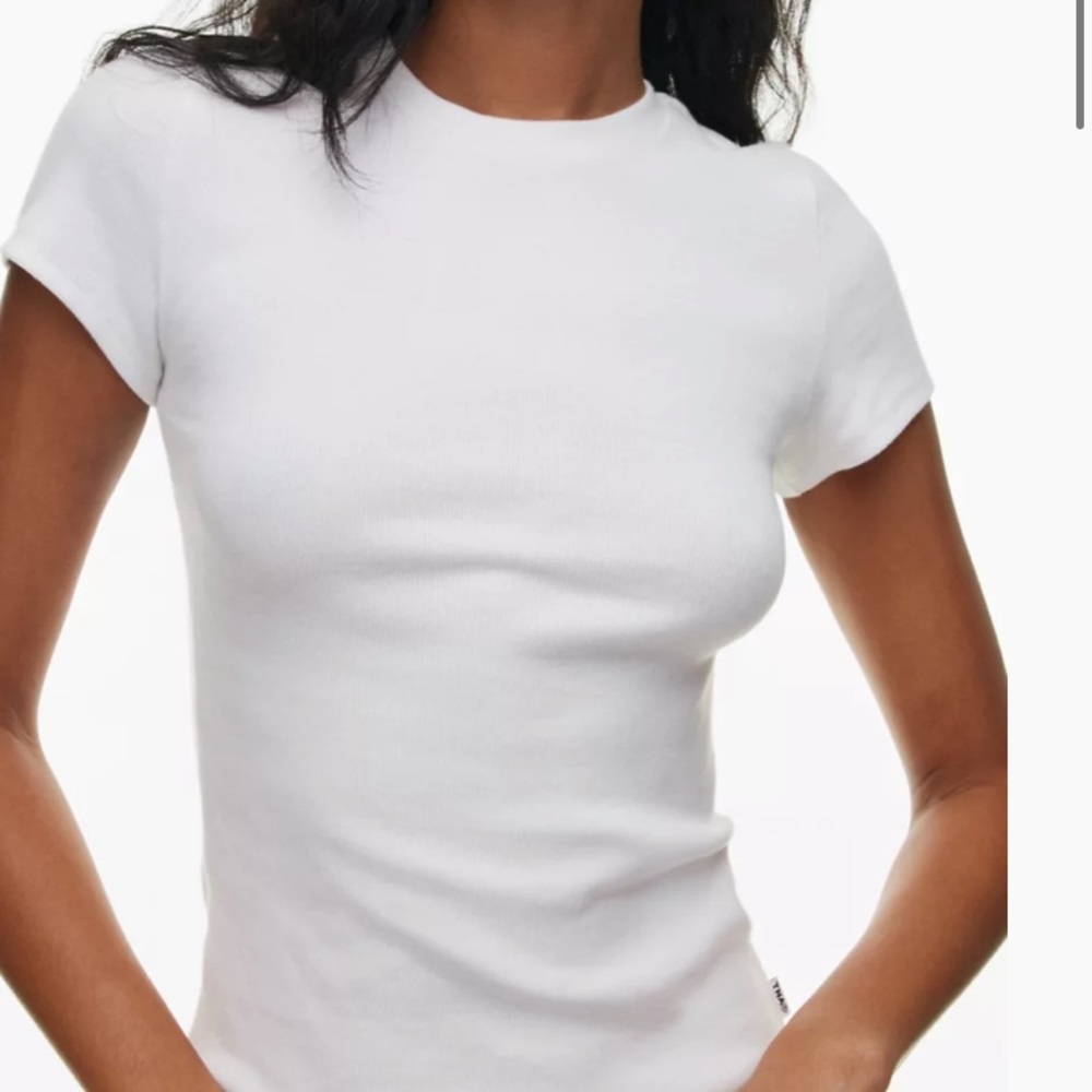 TNA Aritzia Homestretch Ribbed T-Shirt White Small